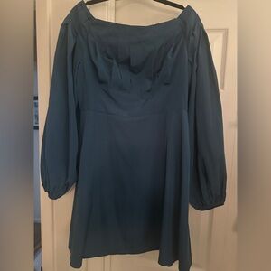 Trina Turk Teal Long Sleeve Dress